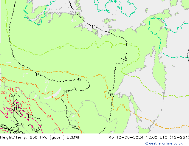 Height/Temp. 850 hPa ECMWF Mo 10.06.2024 12 UTC