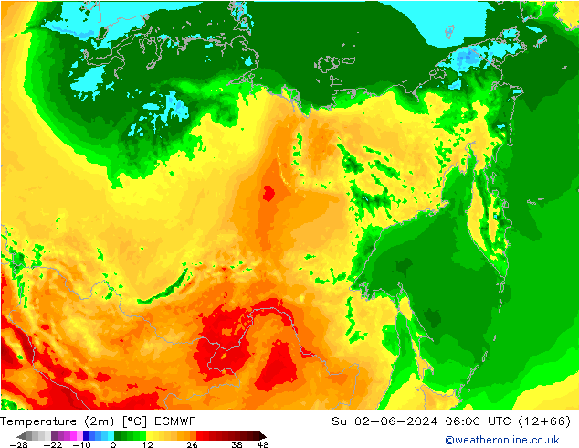 Temperature (2m) ECMWF Ne 02.06.2024 06 UTC