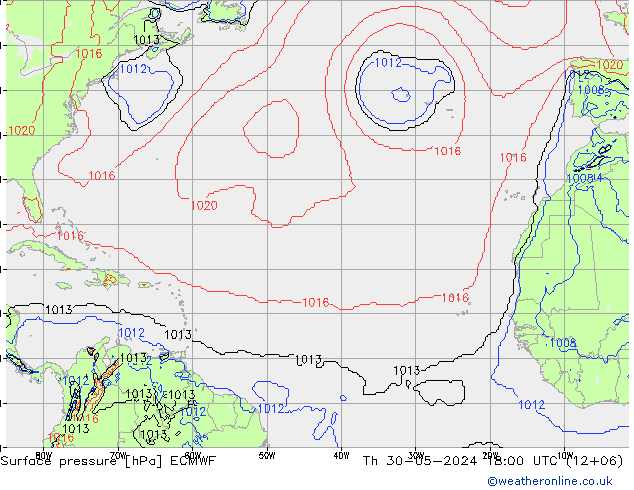 Surface pressure ECMWF Th 30.05.2024 18 UTC