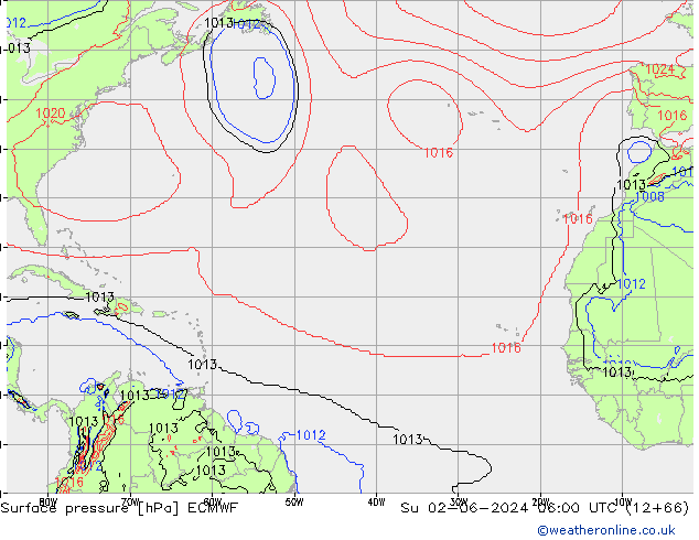 приземное давление ECMWF Вс 02.06.2024 06 UTC