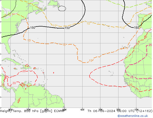 Height/Temp. 850 гПа ECMWF чт 06.06.2024 06 UTC