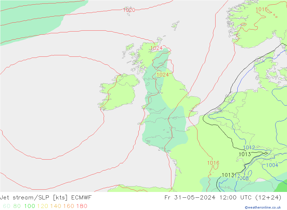 джет/приземное давление ECMWF пт 31.05.2024 12 UTC