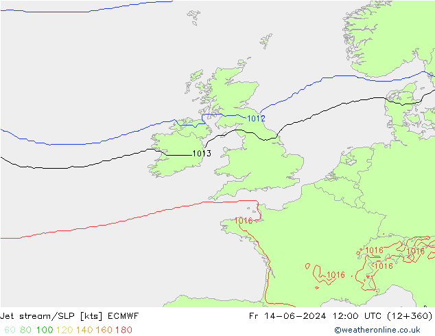 джет/приземное давление ECMWF пт 14.06.2024 12 UTC