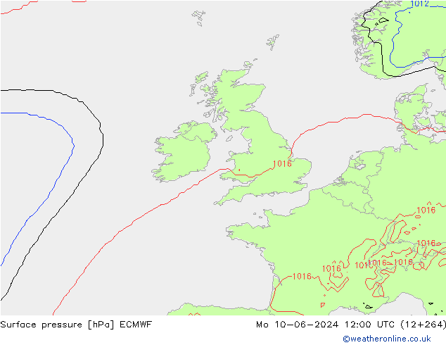 ciśnienie ECMWF pon. 10.06.2024 12 UTC