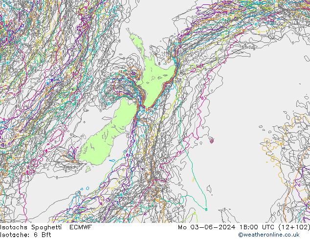 Izotacha Spaghetti ECMWF pon. 03.06.2024 18 UTC