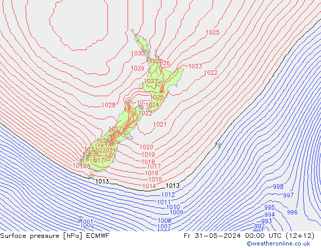 Bodendruck ECMWF Fr 31.05.2024 00 UTC