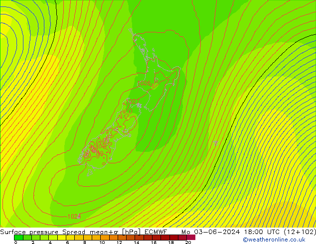 ciśnienie Spread ECMWF pon. 03.06.2024 18 UTC