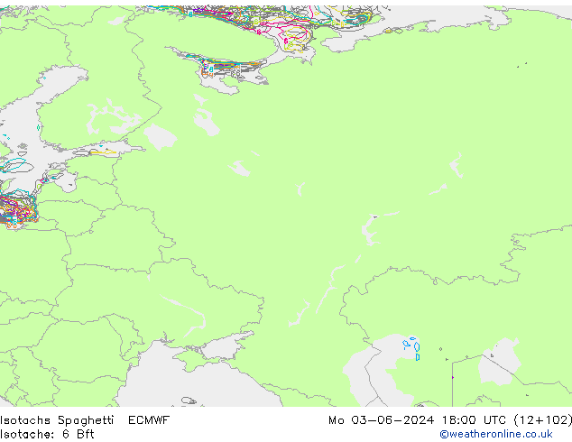 Isotachs Spaghetti ECMWF Seg 03.06.2024 18 UTC
