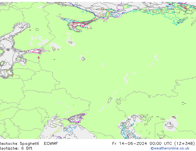 Isotachs Spaghetti ECMWF пт 14.06.2024 00 UTC