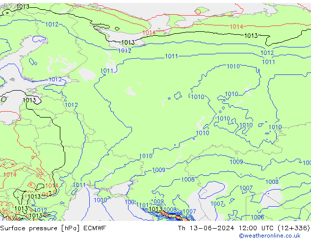 Pressione al suolo ECMWF gio 13.06.2024 12 UTC