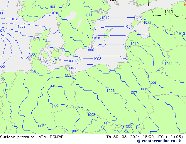 Surface pressure ECMWF Th 30.05.2024 18 UTC