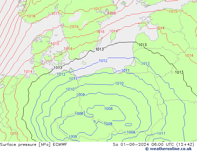 Atmosférický tlak ECMWF So 01.06.2024 06 UTC