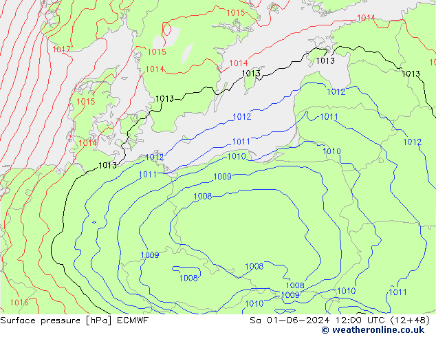 приземное давление ECMWF сб 01.06.2024 12 UTC