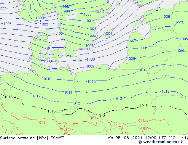 Luchtdruk (Grond) ECMWF wo 05.06.2024 12 UTC