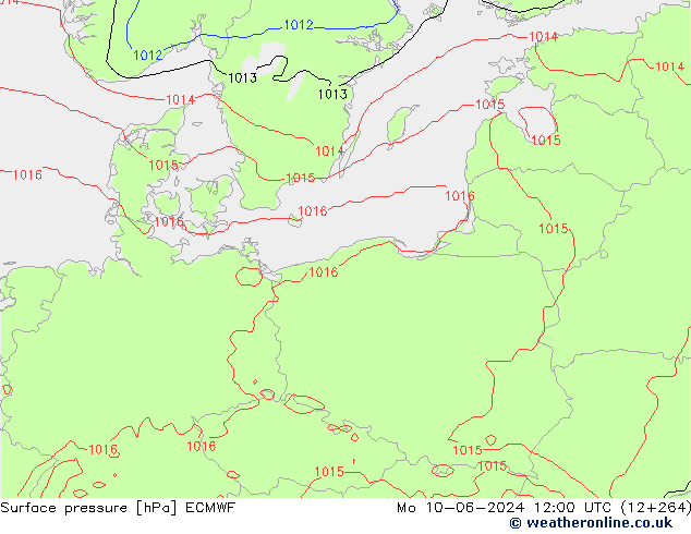 ciśnienie ECMWF pon. 10.06.2024 12 UTC