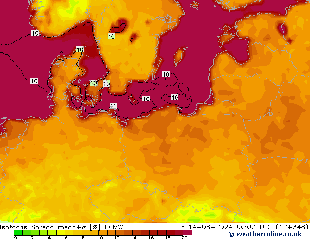 Isotachs Spread ECMWF  14.06.2024 00 UTC