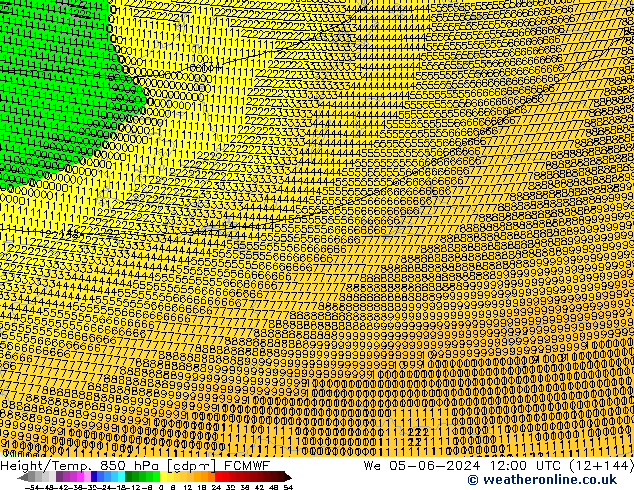 Yükseklik/Sıc. 850 hPa ECMWF Çar 05.06.2024 12 UTC