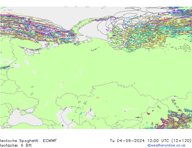 Isotachs Spaghetti ECMWF Tu 04.06.2024 12 UTC