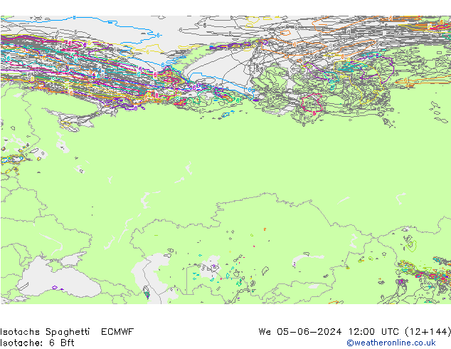 Isotachs Spaghetti ECMWF Qua 05.06.2024 12 UTC