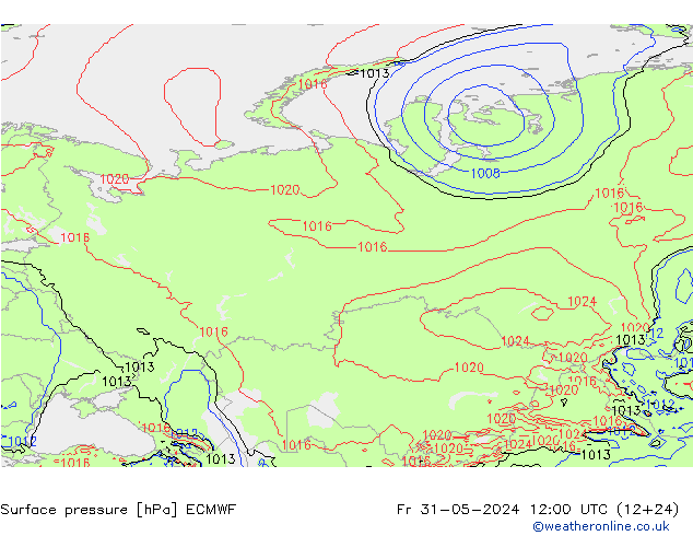 Surface pressure ECMWF Fr 31.05.2024 12 UTC