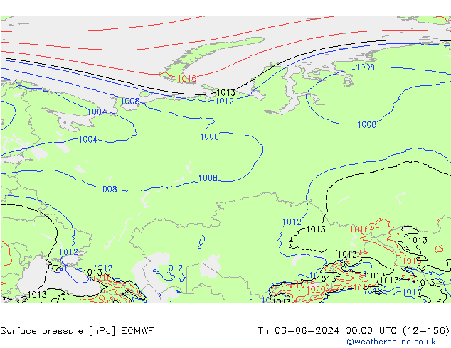 Pressione al suolo ECMWF gio 06.06.2024 00 UTC