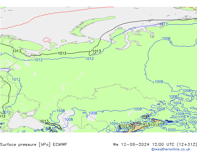 Surface pressure ECMWF We 12.06.2024 12 UTC