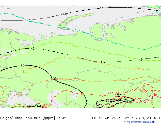 Height/Temp. 850 hPa ECMWF pt. 07.06.2024 12 UTC