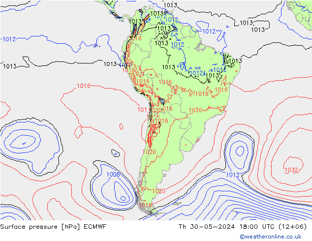 Surface pressure ECMWF Th 30.05.2024 18 UTC