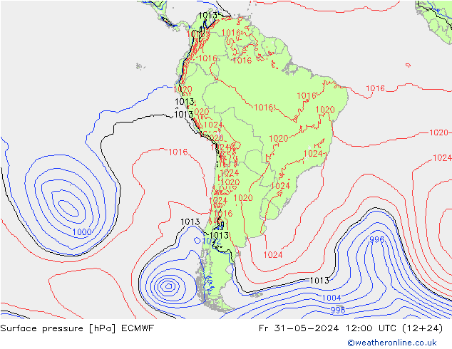 Luchtdruk (Grond) ECMWF vr 31.05.2024 12 UTC