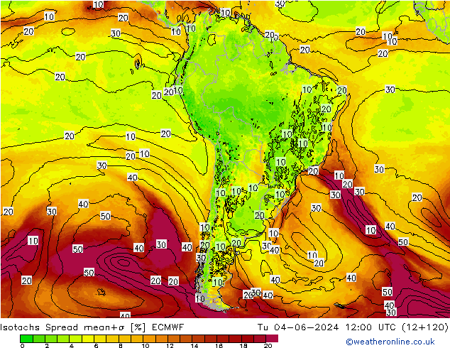 Isotachs Spread ECMWF Ter 04.06.2024 12 UTC