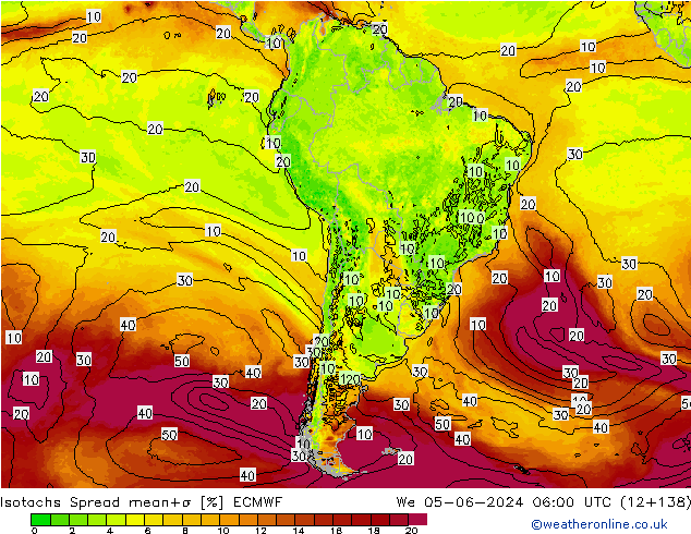 Isotachs Spread ECMWF ср 05.06.2024 06 UTC