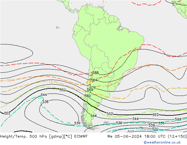 Height/Temp. 500 hPa ECMWF Qua 05.06.2024 18 UTC