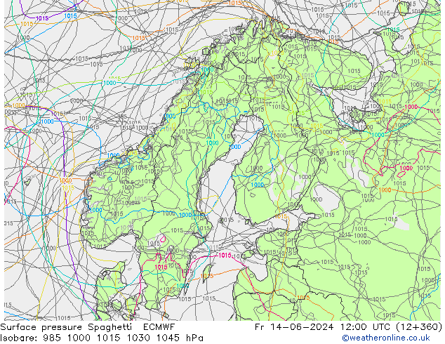 Yer basıncı Spaghetti ECMWF Cu 14.06.2024 12 UTC