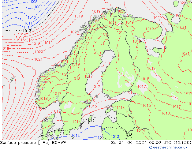 pressão do solo ECMWF Sáb 01.06.2024 00 UTC