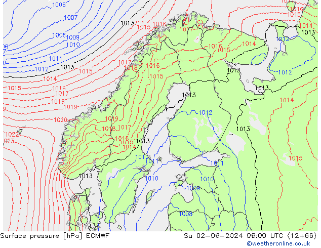 Yer basıncı ECMWF Paz 02.06.2024 06 UTC