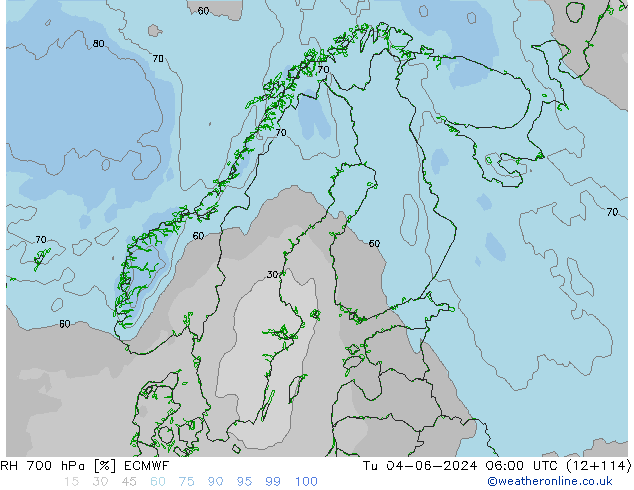RH 700 hPa ECMWF mar 04.06.2024 06 UTC