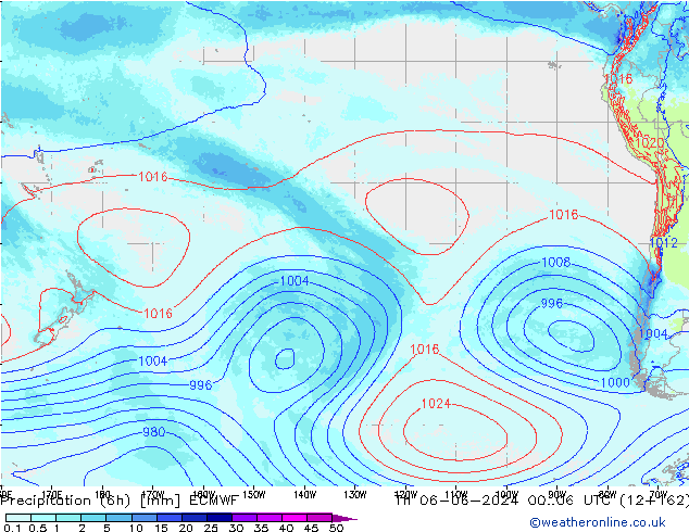 Precipitation (6h) ECMWF Th 06.06.2024 06 UTC