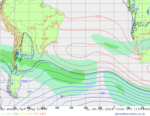 Jet stream ECMWF Dom 09.06.2024 12 UTC