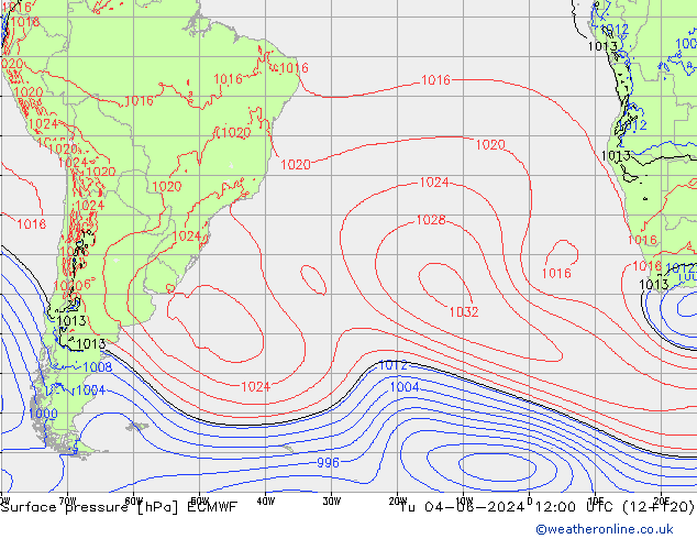 приземное давление ECMWF вт 04.06.2024 12 UTC