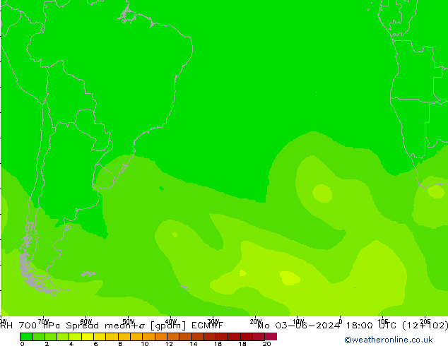 RH 700 гПа Spread ECMWF пн 03.06.2024 18 UTC