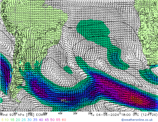 Viento 925 hPa ECMWF mar 04.06.2024 18 UTC