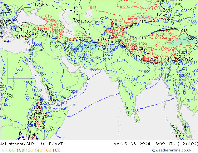 Corriente en chorro ECMWF lun 03.06.2024 18 UTC