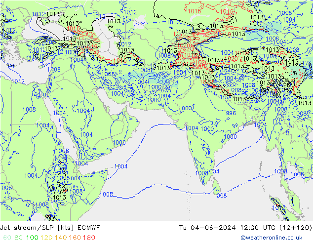 Jet stream ECMWF Ter 04.06.2024 12 UTC