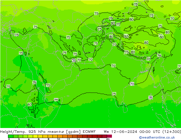 Height/Temp. 925 hPa ECMWF Qua 12.06.2024 00 UTC