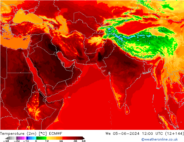 Temperatura (2m) ECMWF mer 05.06.2024 12 UTC