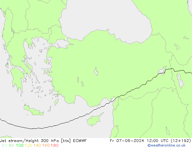 Corrente a getto ECMWF ven 07.06.2024 12 UTC