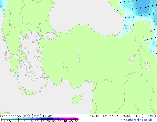 Precipitación (6h) ECMWF dom 02.06.2024 00 UTC
