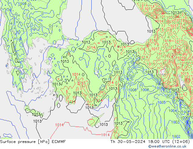 Luchtdruk (Grond) ECMWF do 30.05.2024 18 UTC