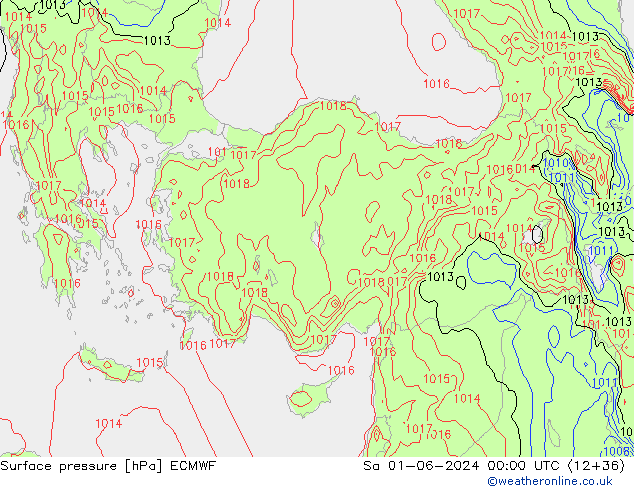 приземное давление ECMWF сб 01.06.2024 00 UTC