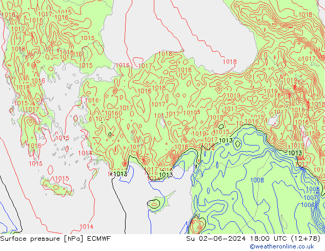 pression de l'air ECMWF dim 02.06.2024 18 UTC